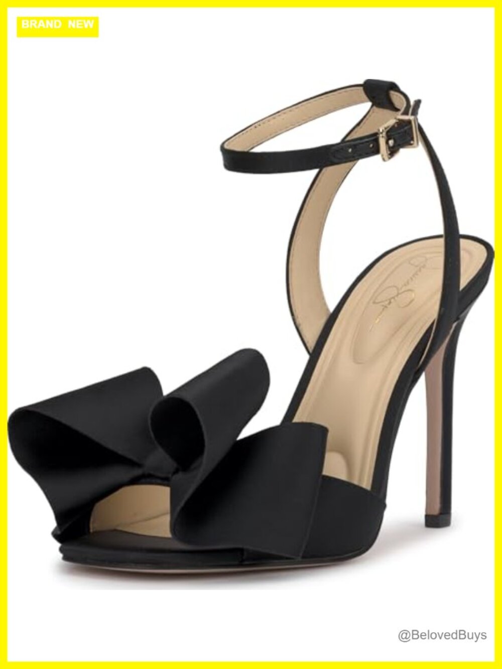 Satin Bow Stiletto Heeled Sandal Open Toe Ankle Strap Formal